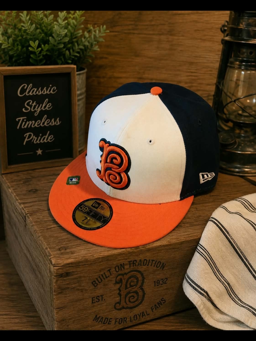 Cincinnati Bengals Orange, White & Navy Baseball Hat with Embroidered 'B'